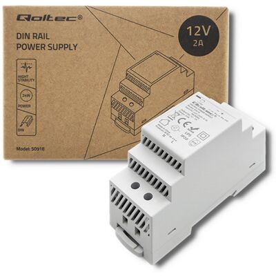 Qoltec Zasilacz Na Szynę Din 24W 12V 2A Szary Qoltec Zasilacz Na Szynę Din 24W 12V 2A Szary