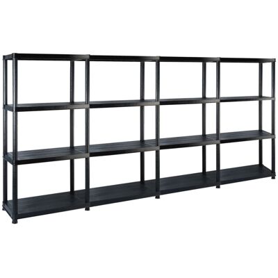 VMP Regał 4-poziomowy, czarny, 244x30,5x130 cm, plastikowy VMP Regał 4-poziomowy, czarny, 244x30,5x130 cm, plastikowy
