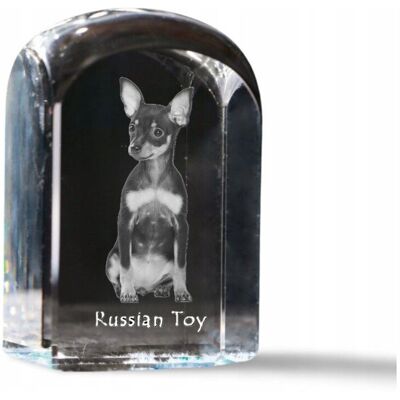 ART Rosyjski toy, Moskiewski terier miniaturowy - kryształowa kostka ze zdjęcie ART Rosyjski toy, Moskiewski terier miniaturowy - kryształowa kostka ze zdjęcie