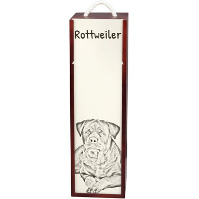 Rottweiler - pudełko na wino z psem, pudełko na alkohol z grafiką, personalizowane pudełko na prezent marki Art-Dog Rottweiler - pudełko na wino z psem, pudełko na alkohol z grafiką, personalizowane pudełko na prezent marki Art-Dog