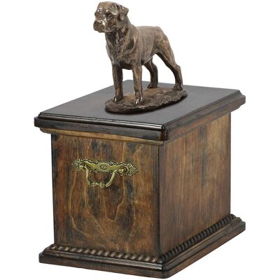 Rottweiler - skrzynia pamiątkowa psa, skrzynia ze statuetką, elegancka skrzynia w klasycznym stylu marki Art-Dog Rottweiler - skrzynia pamiątkowa psa, skrzynia ze statuetką, elegancka skrzynia w klasycznym stylu marki Art-Dog