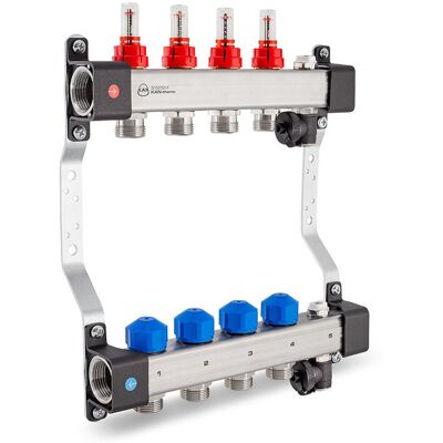 KAN-therm Rozdzielacz InoxFlow z zaworami do siłowników i przepływomierzami (seria UFST) - 12 obwodów KAN-therm Rozdzielacz InoxFlow z zaworami do siłowników i przepływomierzami (seria UFST) - 12 obwodów