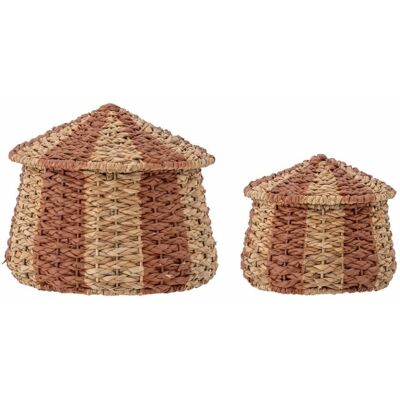 Set 2 Cesti con coperchio Bloomingville Mini Ruddi Erba Bankuan Set 2 Cesti con coperchio Bloomingville Mini Ruddi Erba Bankuan