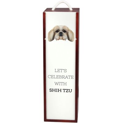 Shih Tzu, Shi tsu, Shi-Tzu, Szi-cu, Szitzu - geometryczne pudełko ze zdjęciem i napisem na wino marki Art-Dog Shih Tzu, Shi tsu, Shi-Tzu, Szi-cu, Szitzu - geometryczne pudełko ze zdjęciem i napisem na wino marki Art-Dog