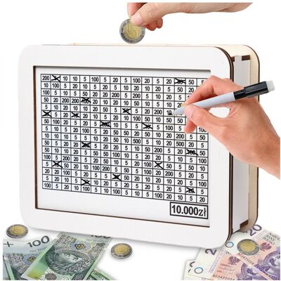 ABC Skarbonka Wykreślanka Cel 10000 Zł Drewniana Wyzwanie Wykreślana Prezent ABC Skarbonka Wykreślanka Cel 10000 Zł Drewniana Wyzwanie Wykreślana Prezent