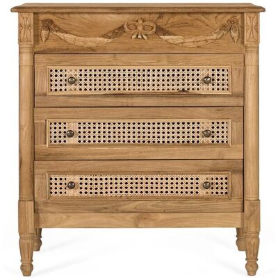 giner and colomer Solid teak wood chest of drawers with three mesh drawers, 80 cm giner and colomer Solid teak wood chest of drawers with three mesh drawers, 80 cm