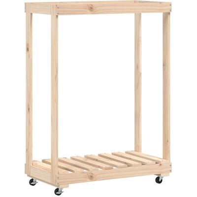 VMP Stojak na drewno, z kółkami, 76,5x40x108 cm, drewno sosnowe VMP Stojak na drewno, z kółkami, 76,5x40x108 cm, drewno sosnowe