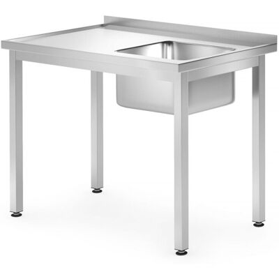 Stół Ze Zlewem – Skręcany, Głębokość 700 Mm, Hendi, Kitchen Line, Lokalizacja Komory - Po Prawej, 1000x700x(H)850 Mm, 1000x700x(H)850mm Stół Ze Zlewem – Skręcany, Głębokość 700 Mm, Hendi, Kitchen Line, Lokalizacja Komory - Po Prawej, 1000x700x(H)850 Mm, 1000x700x(H)850mm