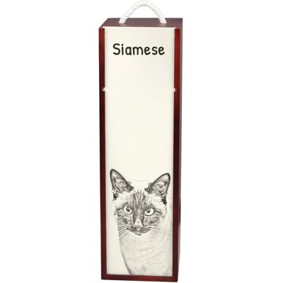 Syjamski - pudełko na wino z kotem, pudełko na alkohol z grafiką, personalizowane pudełko na prezent marki Art-Dog Syjamski - pudełko na wino z kotem, pudełko na alkohol z grafiką, personalizowane pudełko na prezent marki Art-Dog