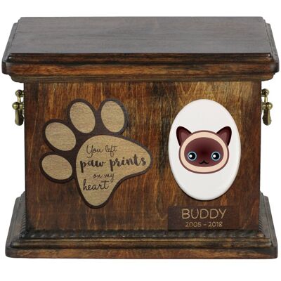 Syjamski - skrzynia pamiątkowa kota, personalizowana skrzynia, pamiątkowe pudełko na kocie pamiątki marki Art-Dog Syjamski - skrzynia pamiątkowa kota, personalizowana skrzynia, pamiątkowe pudełko na kocie pamiątki marki Art-Dog