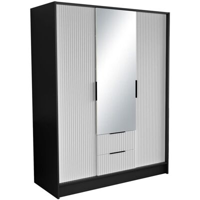 Inny producent Szafa NOEMI ryflowana z lustrem 150 cm-czarna + front biały Inny producent Szafa NOEMI ryflowana z lustrem 150 cm-czarna + front biały