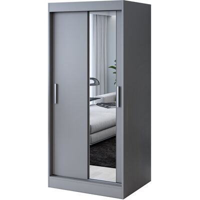 BELVEDO Szafa przesuwna 1x Lustro 90x200 Hugo, Antracyt mat BELVEDO Szafa przesuwna 1x Lustro 90x200 Hugo, Antracyt mat