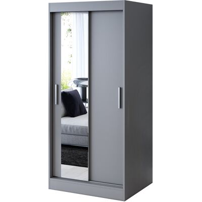 BELVEDO Szafa przesuwna 1x Lustro 90x200 Sofia, Antracyt BELVEDO Szafa przesuwna 1x Lustro 90x200 Sofia, Antracyt