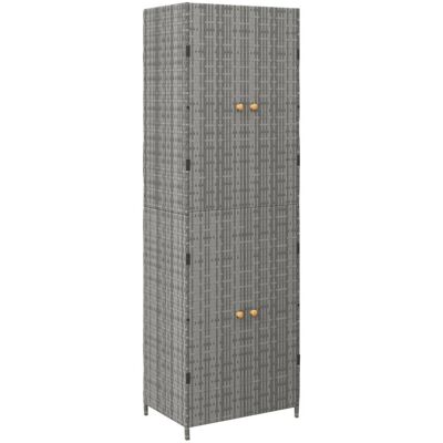 VMP Szafka ogrodowa, szara, 59x40x180 cm, rattan PE VMP Szafka ogrodowa, szara, 59x40x180 cm, rattan PE