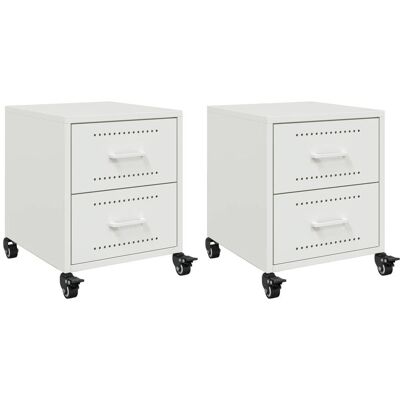 VMP Szafki Nocne, 2 Szt., Białe, 36x39x43,5 Cm, Stal VMP Szafki Nocne, 2 Szt., Białe, 36x39x43,5 Cm, Stal