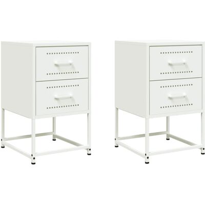 VMP Szafki Nocne, 2 Szt., Białe, 36x39x60,5 Cm, Stal VMP Szafki Nocne, 2 Szt., Białe, 36x39x60,5 Cm, Stal