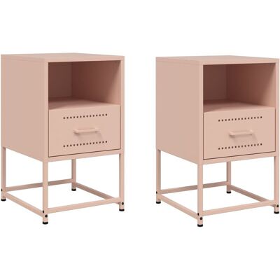 VMP Szafki Nocne, 2 Szt., Różowe, 36X39X60,5 Cm, Stal VMP Szafki Nocne, 2 Szt., Różowe, 36X39X60,5 Cm, Stal