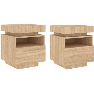VMP Szafki Nocne Z Led, 2 Szt., Dąb Sonoma, 40x39x48,5 Cm VMP Szafki Nocne Z Led, 2 Szt., Dąb Sonoma, 40x39x48,5 Cm