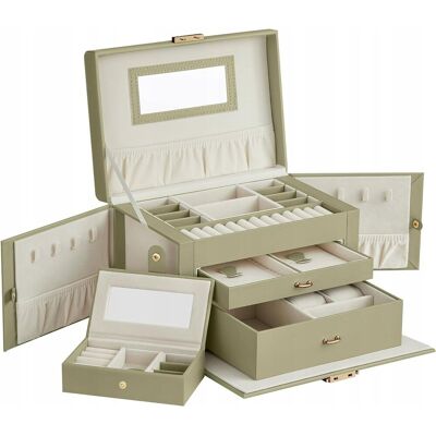 songmics Szkatułka Na Biżuterię 3 Szufladki Zielona Kuferek Pudełko Organizer Box songmics Szkatułka Na Biżuterię 3 Szufladki Zielona Kuferek Pudełko Organizer Box