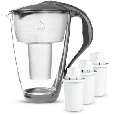 Szklany Dzbanek Filtrujący Dafi CRYSTAL LED 2 l Grafitowy + 3 Filtry Classic Szklany Dzbanek Filtrujący Dafi CRYSTAL LED 2 l Grafitowy + 3 Filtry Classic