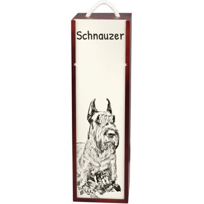 Sznaucer, Schnauzer I - pudełko na wino z psem, pudełko na alkohol z grafiką, personalizowane pudełko na prezent marki Art-Dog Sznaucer, Schnauzer I - pudełko na wino z psem, pudełko na alkohol z grafiką, personalizowane pudełko na prezent marki Art-Dog