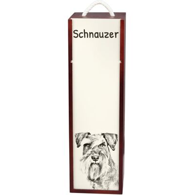 Sznaucer, Schnauzer - pudełko na wino z psem, pudełko na alkohol z grafiką, personalizowane pudełko na prezent marki Art-Dog Sznaucer, Schnauzer - pudełko na wino z psem, pudełko na alkohol z grafiką, personalizowane pudełko na prezent marki Art-Dog