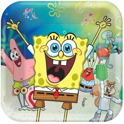 AMSCAN Talerzyki urodzinowe Spongebob Kanciastoporty AMSCAN Talerzyki urodzinowe Spongebob Kanciastoporty