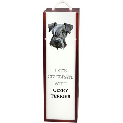 Terier czeski, Cesky Terrier - geometryczne pudełko ze zdjęciem i napisem na wino marki Art-Dog Terier czeski, Cesky Terrier - geometryczne pudełko ze zdjęciem i napisem na wino marki Art-Dog