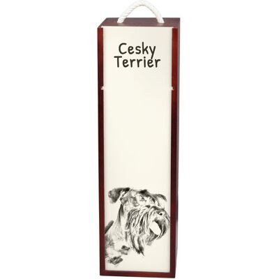 Terier czeski, Cesky Terrier - pudełko na wino z psem, pudełko na alkohol z grafiką, personalizowane pudełko na prezent marki Art-Dog Terier czeski, Cesky Terrier - pudełko na wino z psem, pudełko na alkohol z grafiką, personalizowane pudełko na prezent marki Art-Dog