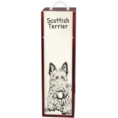 Terier szkocki, Aberdeen Terrier - pudełko na wino z psem, pudełko na alkohol z grafiką, personalizowane pudełko na prezent marki Art-Dog Terier szkocki, Aberdeen Terrier - pudełko na wino z psem, pudełko na alkohol z grafiką, personalizowane pudełko na prezent marki Art-Dog