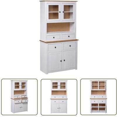 The Living Store Kredens - biały - 93x40 -5x180 cm - lita sosna - seria Panama - Kredens The Living Store Kredens - biały - 93x40 -5x180 cm - lita sosna - seria Panama - Kredens