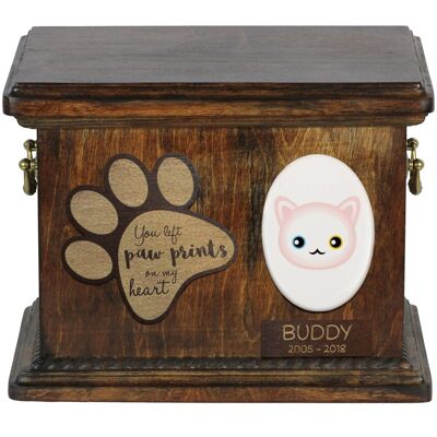 Turecka angora - skrzynia pamiątkowa kota, personalizowana skrzynia, pamiątkowe pudełko na kocie pamiątki marki Art-Dog Turecka angora - skrzynia pamiątkowa kota, personalizowana skrzynia, pamiątkowe pudełko na kocie pamiątki marki Art-Dog