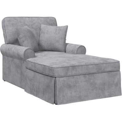vidaXL Chaise Lounge z Fartuszkiem jasnoszary 157 x 91 x 91 cm ARES vidaXL Chaise Lounge z Fartuszkiem jasnoszary 157 x 91 x 91 cm ARES