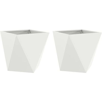 vidaXL Donica 2 pcs Biały 50 x 50 x 50 cm Stal vidaXL Donica 2 pcs Biały 50 x 50 x 50 cm Stal
