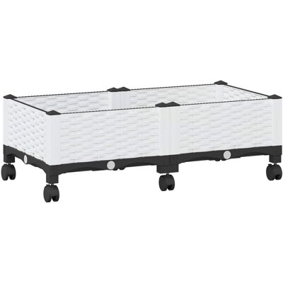 vidaXL Donica ogrodowa na kółkach Biały 80 x 40 x 33 cm PP vidaXL Donica ogrodowa na kółkach Biały 80 x 40 x 33 cm PP