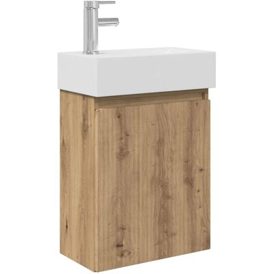 vidaXL Jednostka toaletowa z kranem Dąb artisan 45,5 x 22,5 x 84 cm vidaXL Jednostka toaletowa z kranem Dąb artisan 45,5 x 22,5 x 84 cm