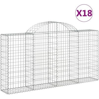 vidaXL Kosze gabionowe, 18 szt, 200x30x100/120cm, galwanizowane żelazo vidaXL Kosze gabionowe, 18 szt, 200x30x100/120cm, galwanizowane żelazo