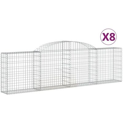 vidaXL Łukowe kosze gabionowe 8 szt. 300x30x80/100 cm - Gabiony vidaXL Łukowe kosze gabionowe 8 szt. 300x30x80/100 cm - Gabiony