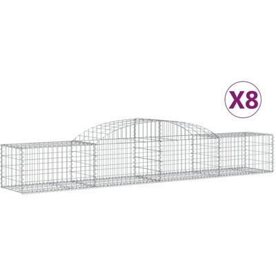 vidaXL Łukiowe kosze gabionowe - 8 szt - 300x50x40/60 cm - Dekoracyjna ściana ogrodu vidaXL Łukiowe kosze gabionowe - 8 szt - 300x50x40/60 cm - Dekoracyjna ściana ogrodu