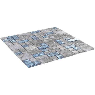vidaXL Płytki mozaikowe 22 pcs Szary i Niebieski 50 x 50 cm Szkło vidaXL Płytki mozaikowe 22 pcs Szary i Niebieski 50 x 50 cm Szkło