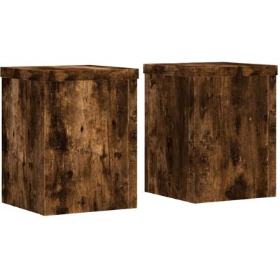 vidaXL Podstawki pod doniczki, 2 szt., przydymiony dąb, 15x15x20 cm vidaXL Podstawki pod doniczki, 2 szt., przydymiony dąb, 15x15x20 cm