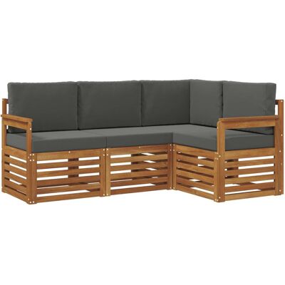 vidaXL Zestawy sof 4 pcs Naturalny i Antracytowy Lite Drewno Akacji vidaXL Zestawy sof 4 pcs Naturalny i Antracytowy Lite Drewno Akacji