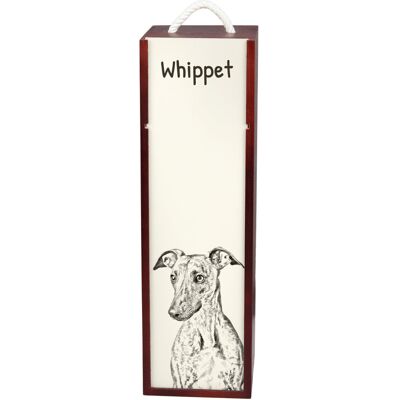 Whippet, Chart angielski - pudełko na wino z psem, pudełko na alkohol z grafiką, personalizowane pudełko na prezent marki Art-Dog Whippet, Chart angielski - pudełko na wino z psem, pudełko na alkohol z grafiką, personalizowane pudełko na prezent marki Art-Dog
