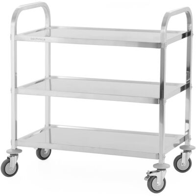 Wózek kelnerski 3-półkowy ze stali nierdzewnej,uchwyt o profilu kwadratowym 850x450x900 mm TECHNICA, Silver Line Wózek kelnerski 3-półkowy ze stali nierdzewnej,uchwyt o profilu kwadratowym 850x450x900 mm TECHNICA, Silver Line