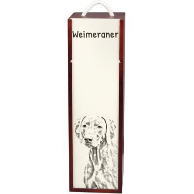 Wyżeł weimarski, Weimaraner - pudełko na wino z psem, pudełko na alkohol z grafiką, personalizowane pudełko na prezent marki Art-Dog Wyżeł weimarski, Weimaraner - pudełko na wino z psem, pudełko na alkohol z grafiką, personalizowane pudełko na prezent marki Art-Dog