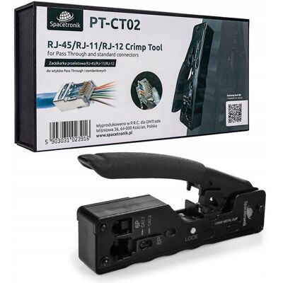 Spacetronik Zaciskarka RJ45 Przelotowa Złącz Wtyków RJ-45 Sieciowych Stripper RJ12 RJ11 Spacetronik Zaciskarka RJ45 Przelotowa Złącz Wtyków RJ-45 Sieciowych Stripper RJ12 RJ11