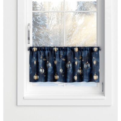 DECORDRUK Zazdrostka Winter Wzór Bn79 Bombki Na Granatowym Tle 30 X 180 Cm DECORDRUK Zazdrostka Winter Wzór Bn79 Bombki Na Granatowym Tle 30 X 180 Cm