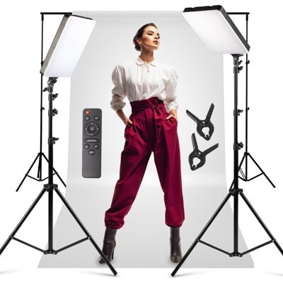 CineGEN Zestaw 2x Lampa Panelowa Led Enso 160 + Białe Tło + Stelaż CineGEN Zestaw 2x Lampa Panelowa Led Enso 160 + Białe Tło + Stelaż