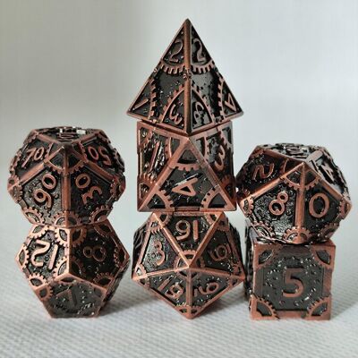Inny producent Zestaw 7 Metalowych Kości Steampunk Industrialne Miedziane Brąz Koła Zębate Inny producent Zestaw 7 Metalowych Kości Steampunk Industrialne Miedziane Brąz Koła Zębate