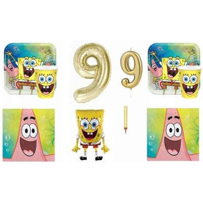 ImprezCzas Zestaw 9 Urodziny Spongebob Patryk Balony Talerzyki Kubki Serwetki ImprezCzas Zestaw 9 Urodziny Spongebob Patryk Balony Talerzyki Kubki Serwetki